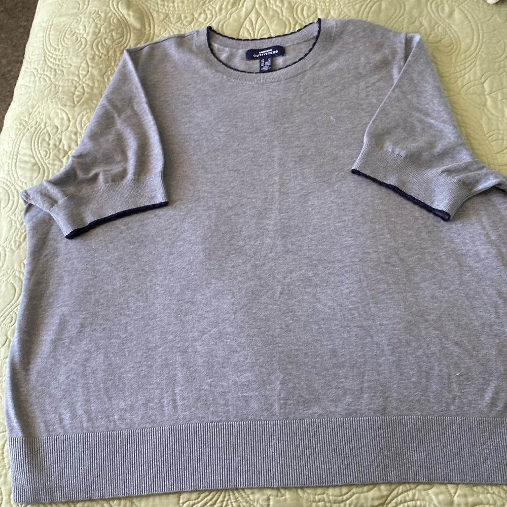New Lands End Outfitters size 3X washable cotton blend gray blouse